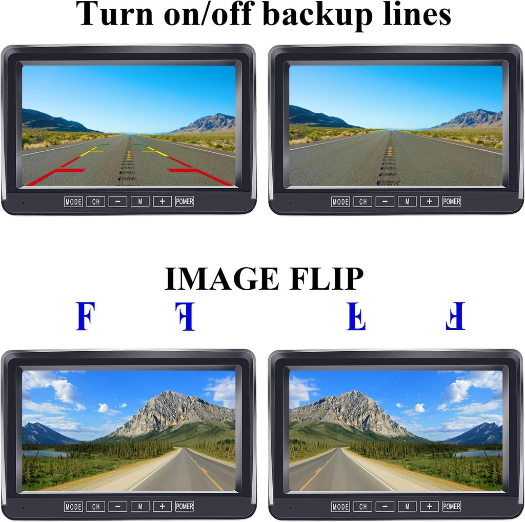 7 Inch Monitor Wired Backup Camera System for Trucks Trailers RVs Car G997