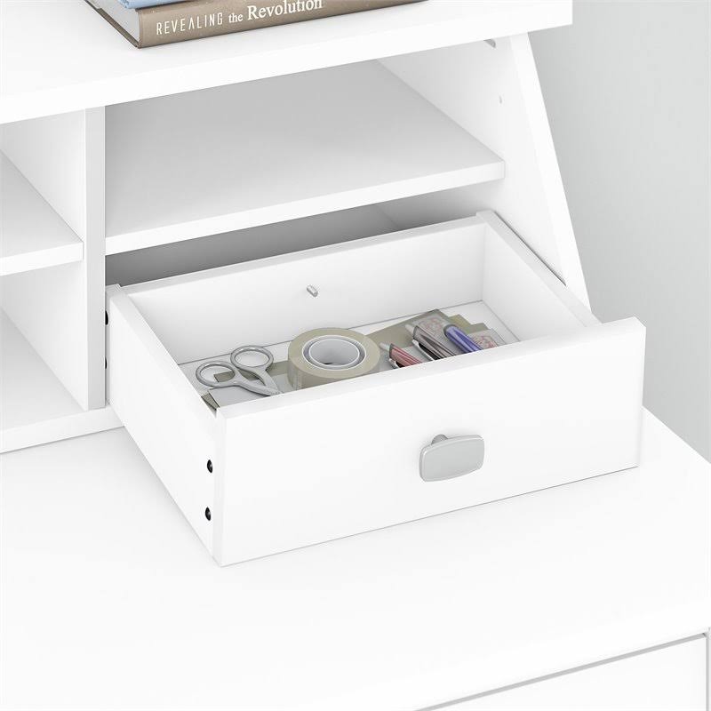 L Shaped Desk with Organizer and Bookcase S560