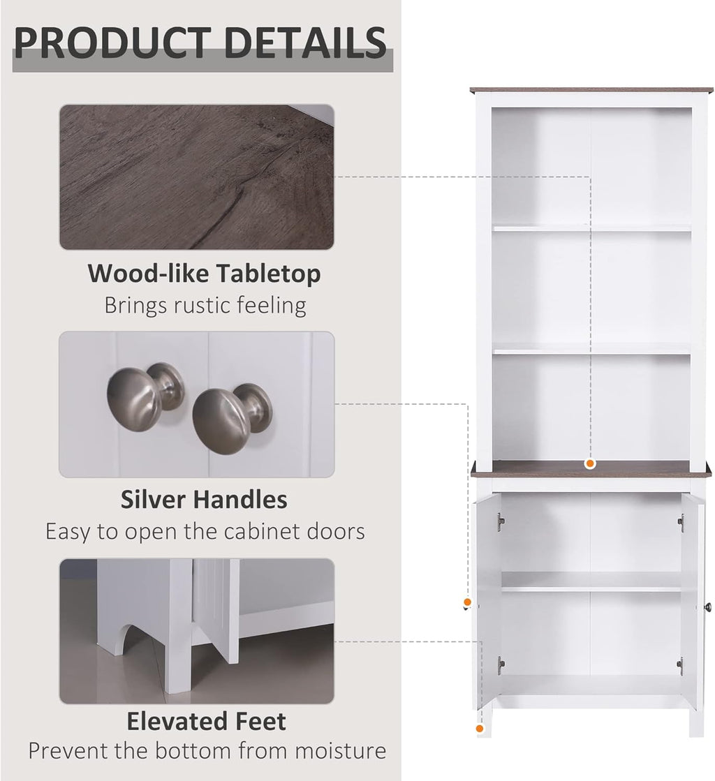White 3-Tier Storage Cabinet with Double Door U919920