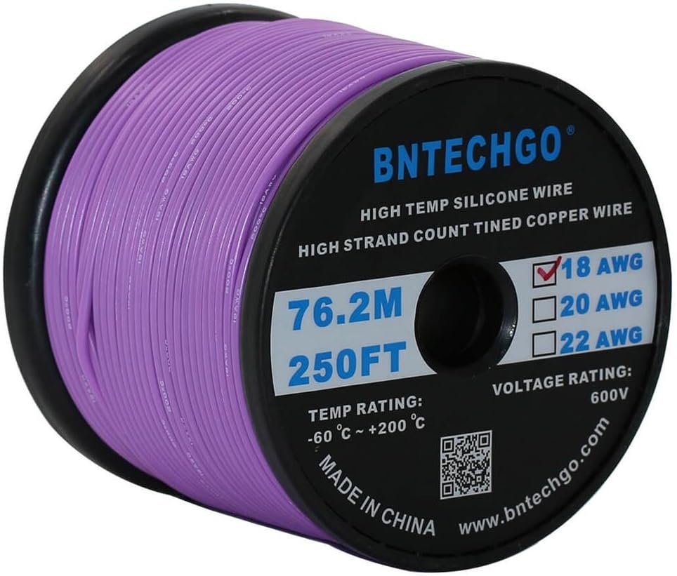 18 Gauge Silicone Wire Spool 500 ft Black Flexible 18 AWG Stranded Tinned Copper Wire Pack of 2 V929