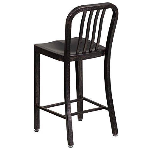Black-Antique Gold Metal Counter Height Stool K7173