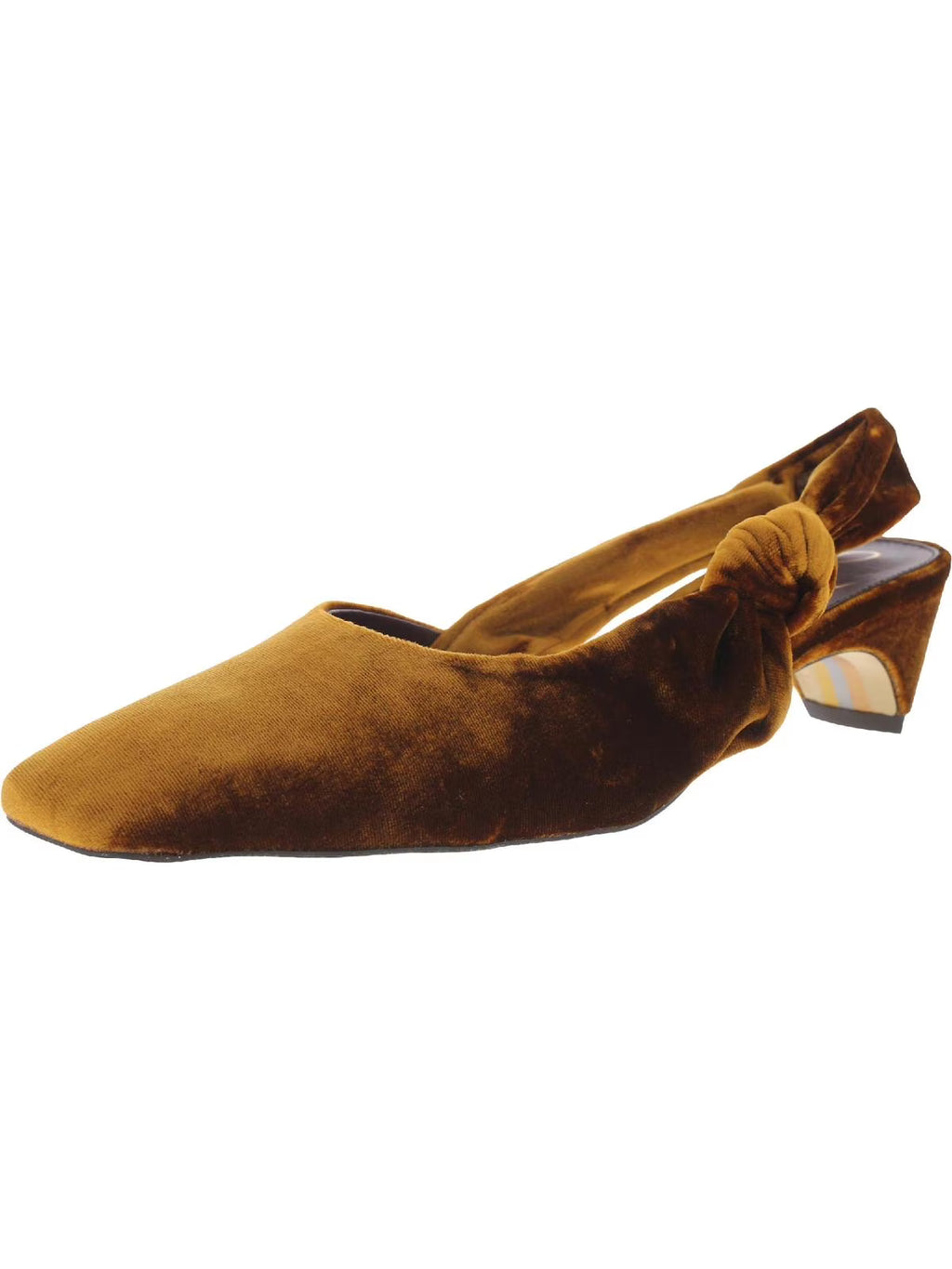 Velvet Square Toe Slingback Heels J98586