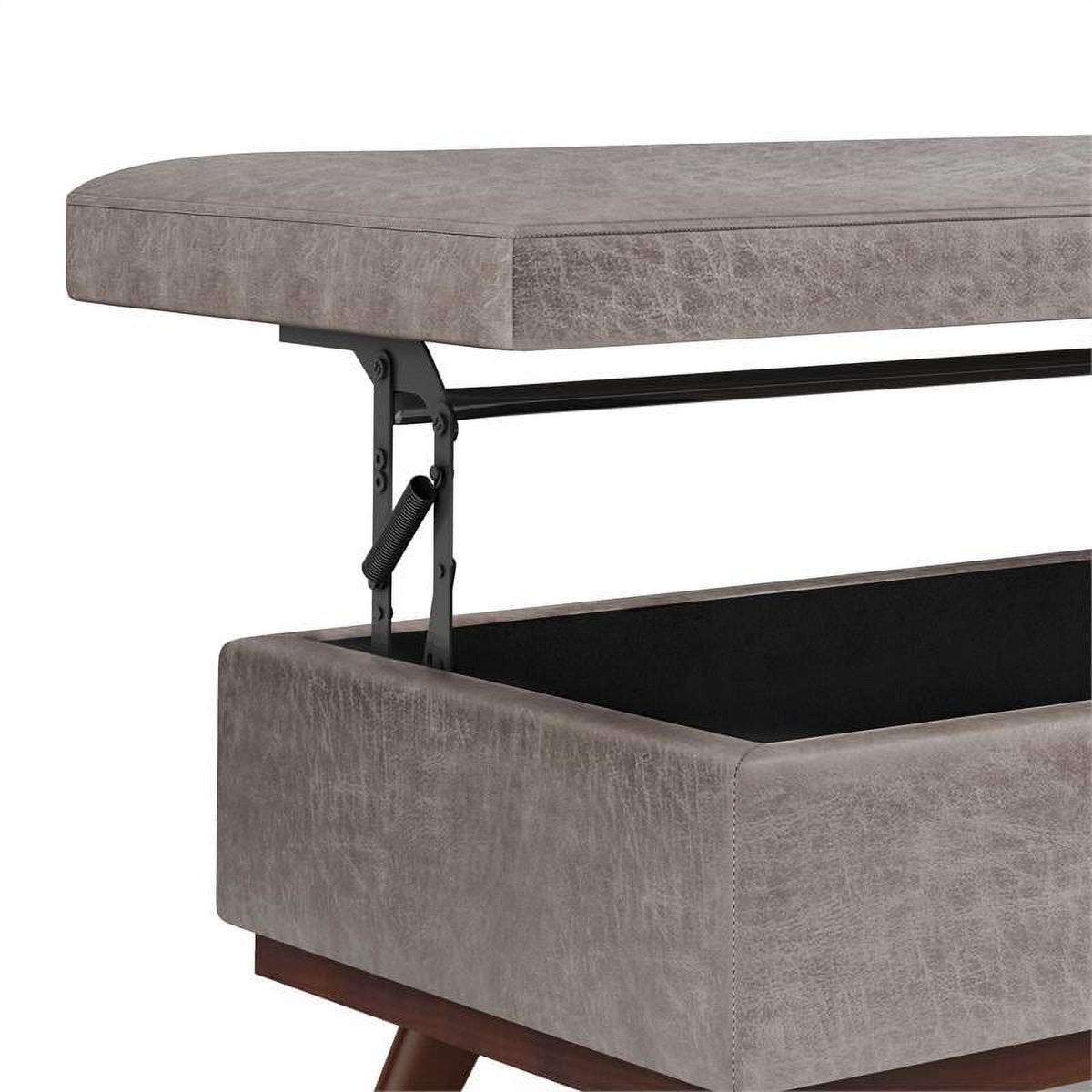 Distressed Grey Faux Leather Lift Top Storage Ottoman P25146
