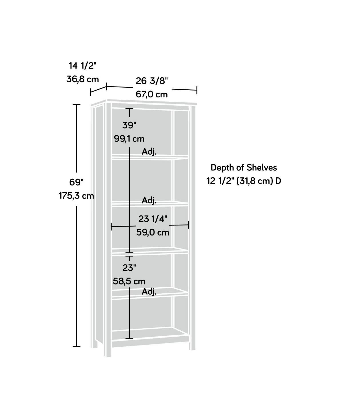 Salt Oak Library Bookcase L395260