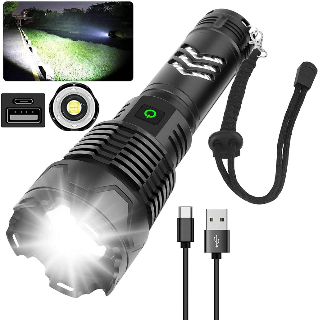 Rechargeable LED Tactical Flashlight, 120000 Lumen, USB Fast Charge, IPX6 Waterproof O262858