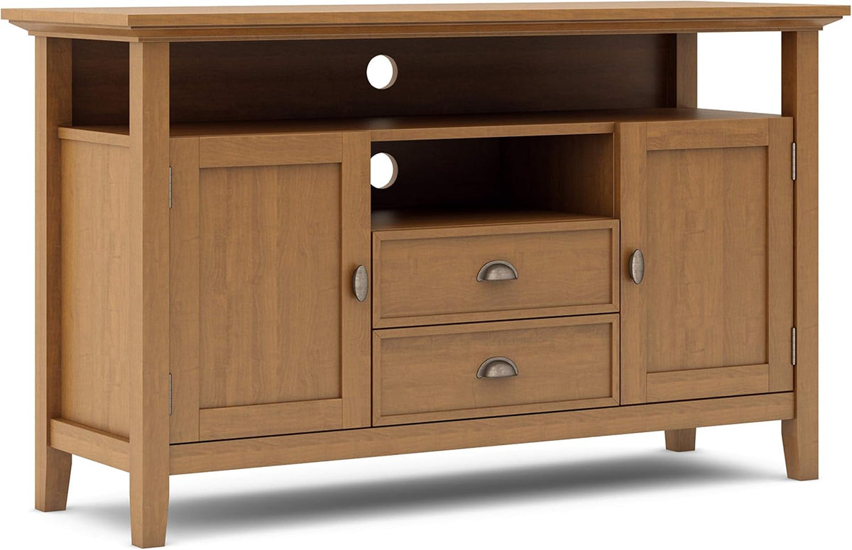 Black Solid Wood TV Media Stand with Storage Shelves and Cabinets J636