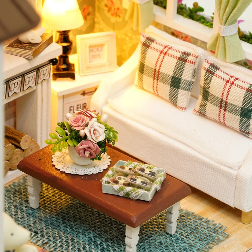 DIY Dollhouse Miniature Wooden House with Furniture W1413