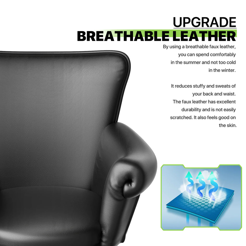 Black Upholstered Desk Chair with Wheels J449985