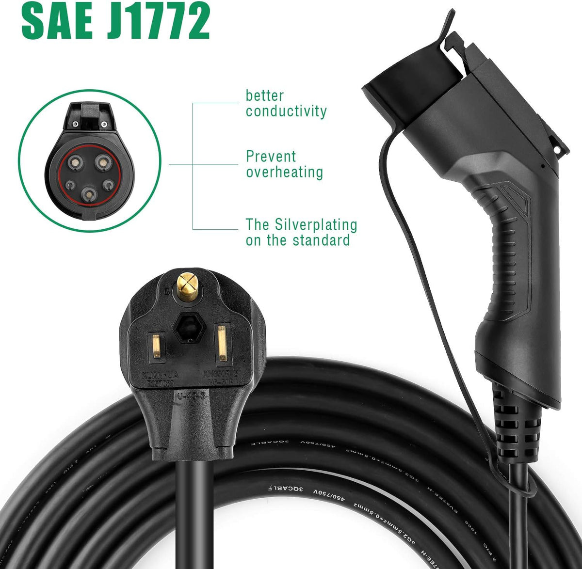 32A Level 2 EV Charger Station with 20ft Cable B65371