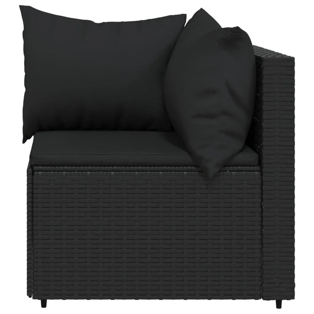 Black Poly Rattan Patio Corner Sofa with Cushions V667