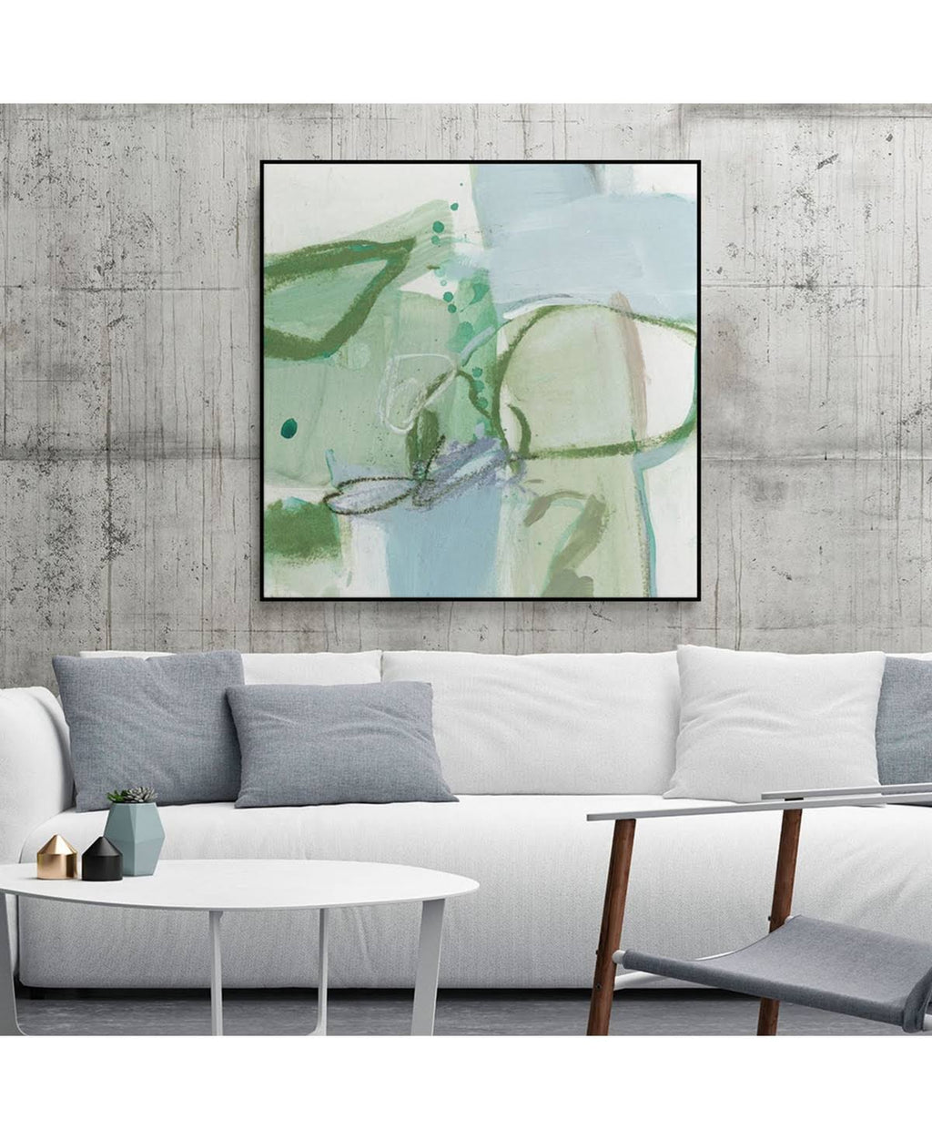 Olive Green Framed Canvas Art Block I96686