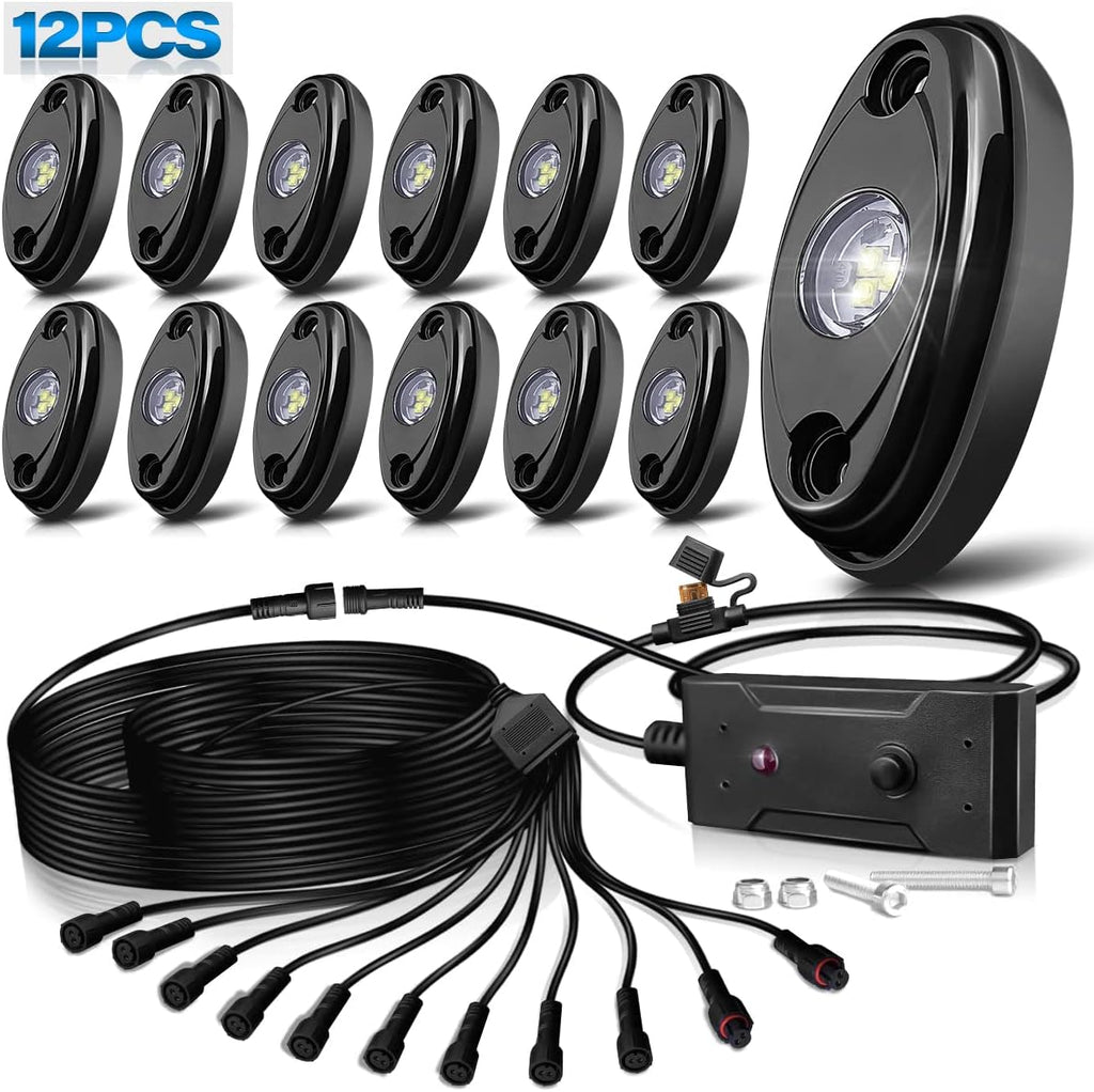 12Pods LED Rock Lights Kit with Switch Wire Harness G760