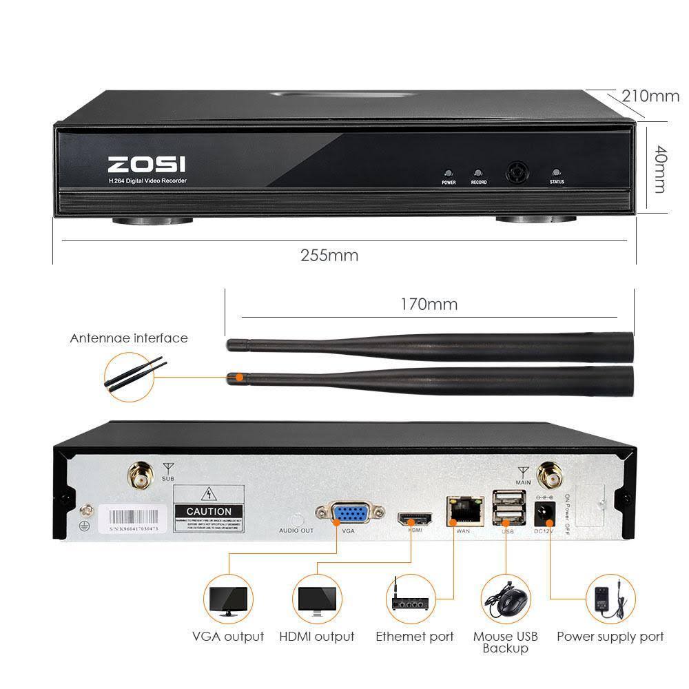 White 8-Channel NVR Security Camera System with 4 Wireless Bullet Cameras B253