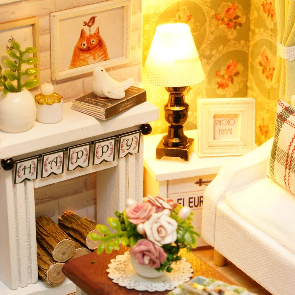 DIY Dollhouse Miniature Wooden House with Furniture W1413