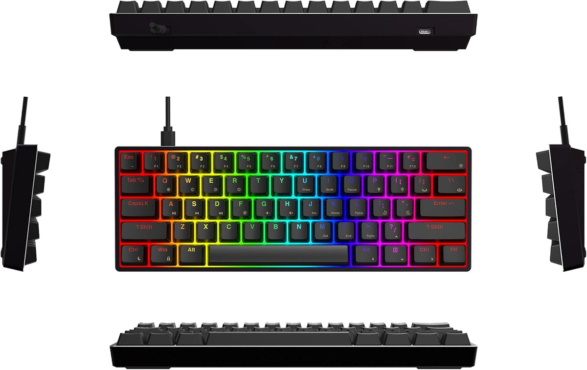 GK61 Mechanical Gaming Keyboard, 61 Keys Aluminum Case PBT Keycap Hot Swappable RGB Backlight P36081