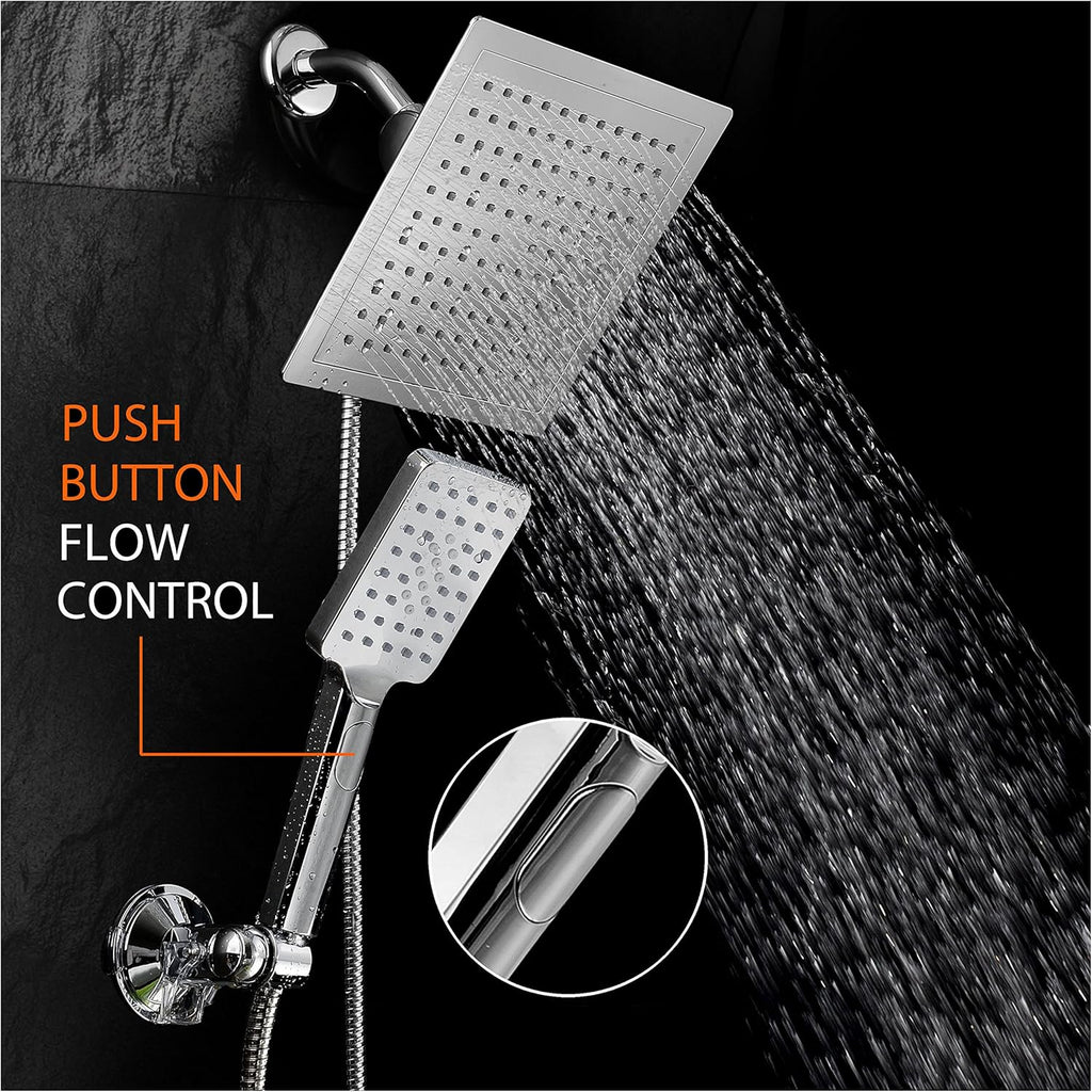 Chrome 9" Square Rainfall Shower Head / Handheld Combo, Pack of 2 C82499