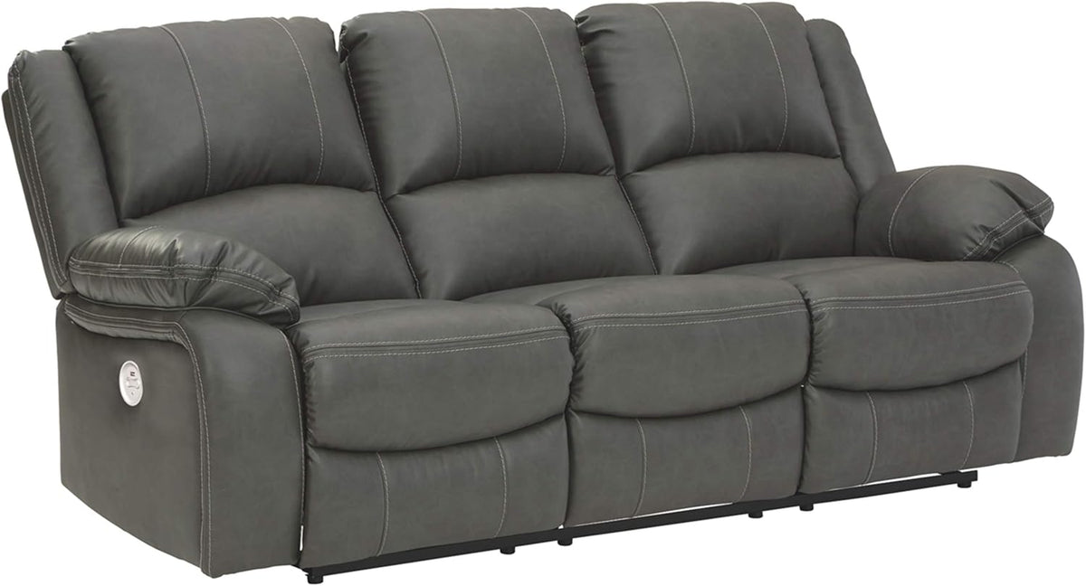Black Faux Leather Double Reclining Loveseat with Storage Console Q441