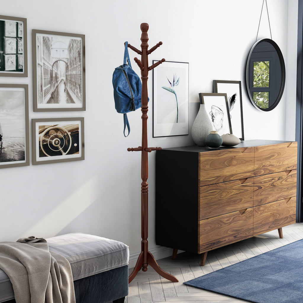 White Solid Wood Coat Rack N23038