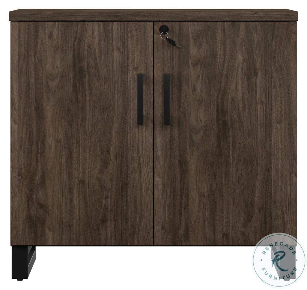 Industrial Farmhouse 2-Door Storage Cabinet Dark Brown Weathered Oak T4815