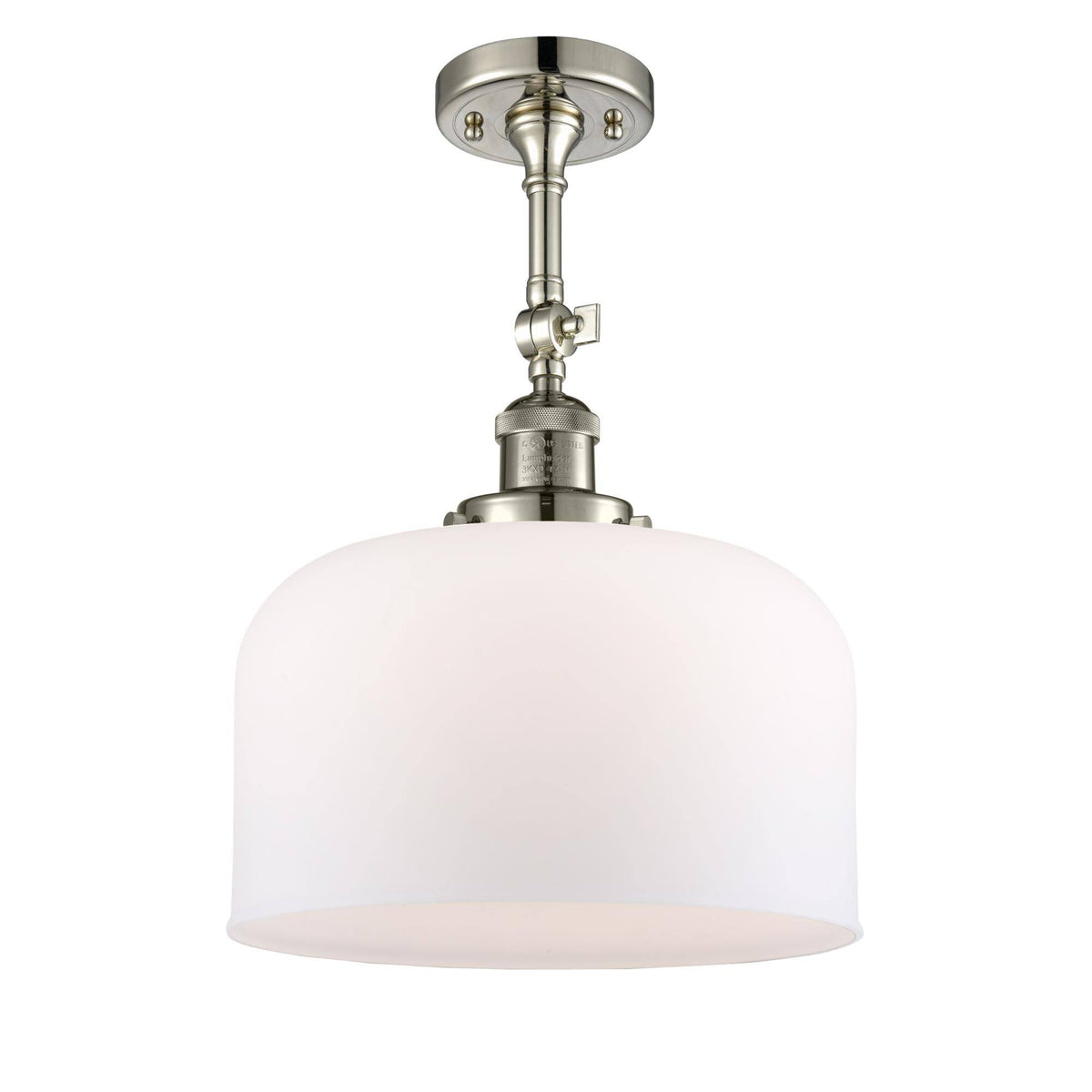 Large Bell 1 Light Semi Flush Mount (Nickel) C25378