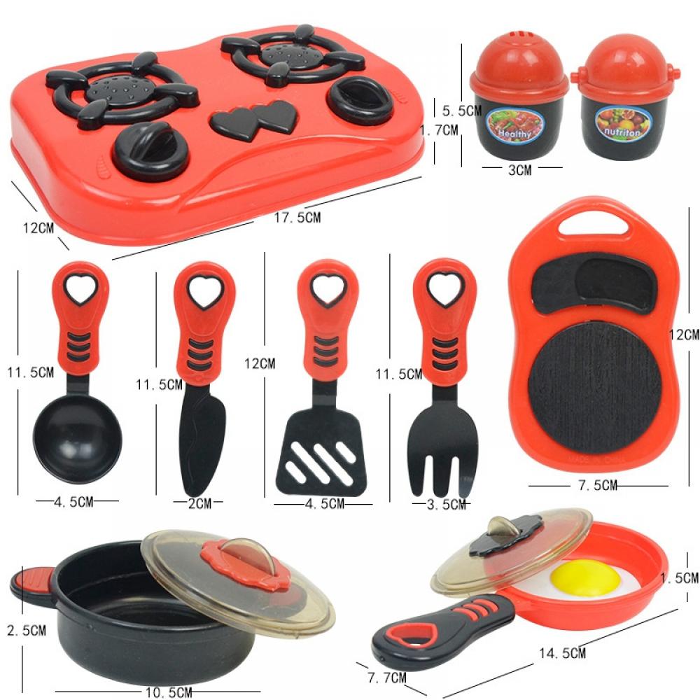 Pretend Play Kitchen Set with Cooktop, Pans, Play Food, Cooking Utensils X479