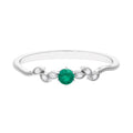 Emerald Leaf Promise Ring with Diamond, 925 Sterling Silver, US 4.00 I881582
