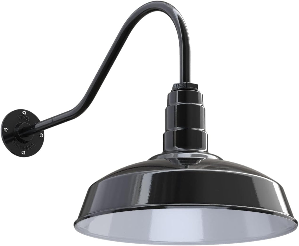 Black Outdoor Barn Light with 16 Dome and 16 Gooseneck T527403