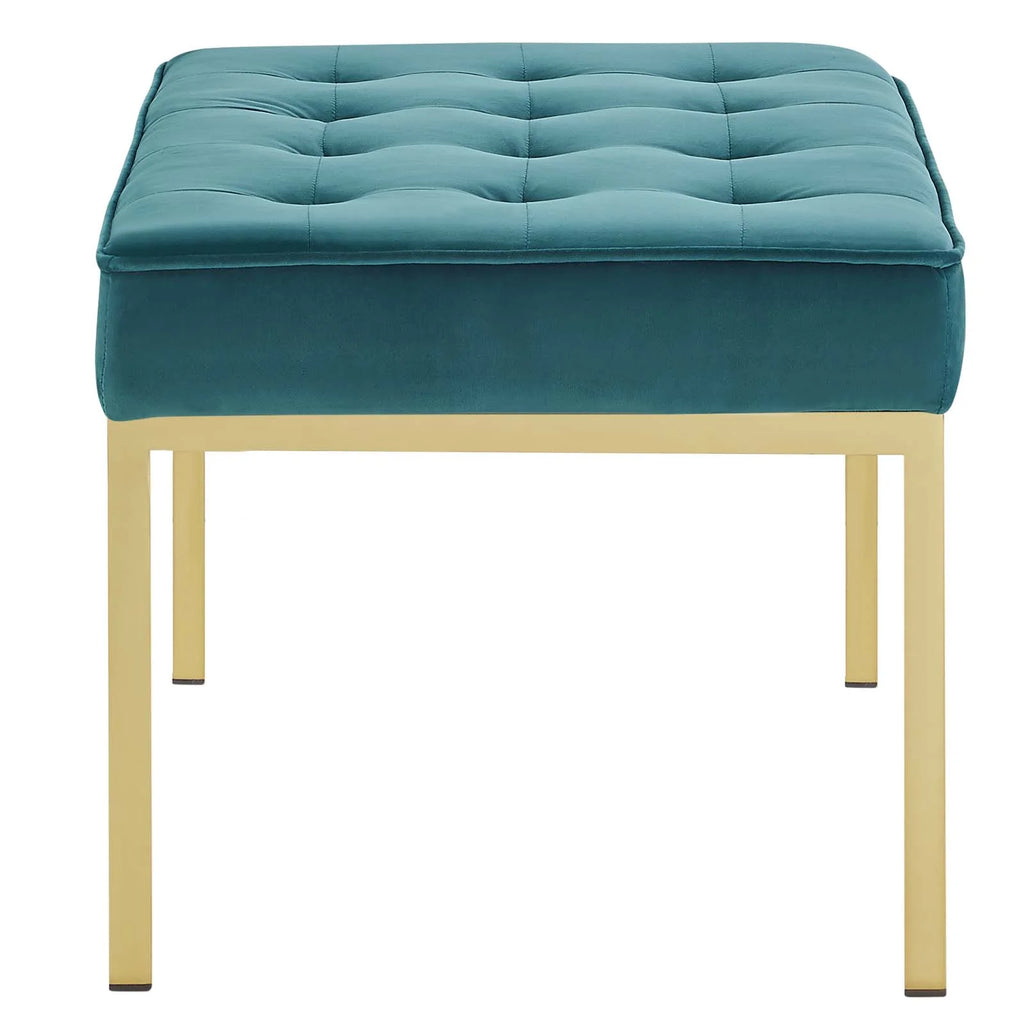 Teal Performance Velvet Bench with Gold Stainless Steel Leg M507789