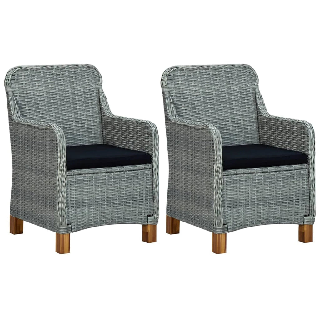 Light Gray Poly Rattan Garden Chairs with Cushions 2 pcs T197041