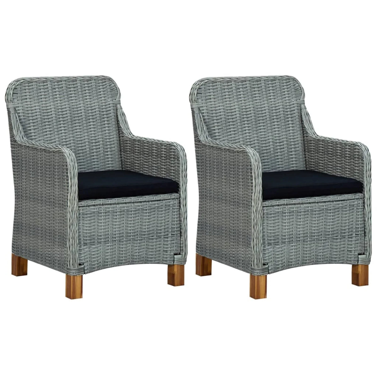Light Gray Poly Rattan Garden Chairs with Cushions 2 pcs T197041