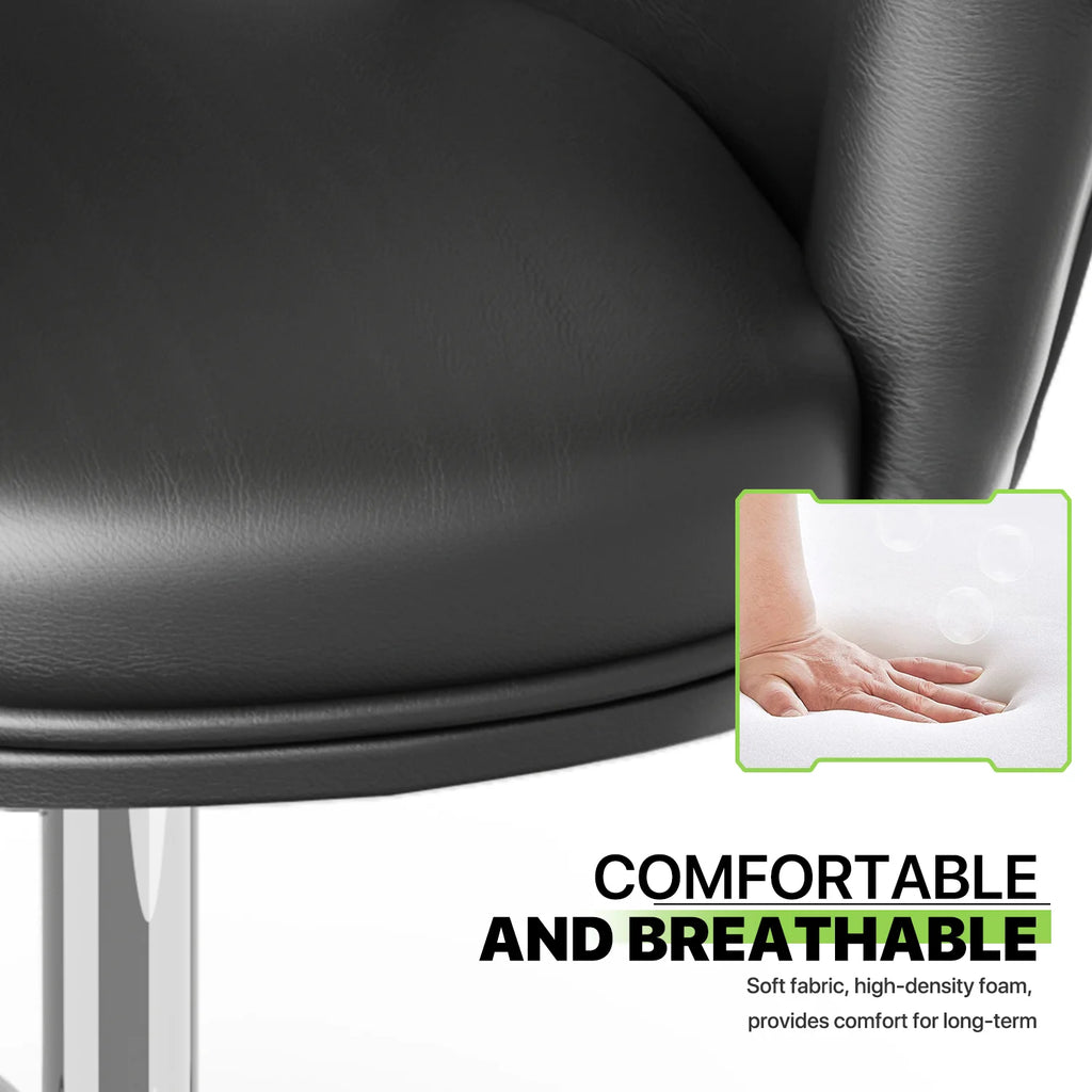Black Upholstered Desk Chair with Wheels J449985