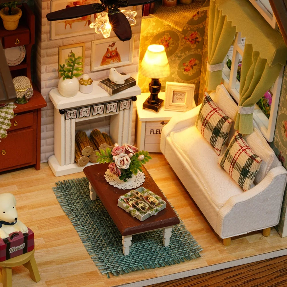 DIY Dollhouse Miniature Wooden House with Furniture W1413