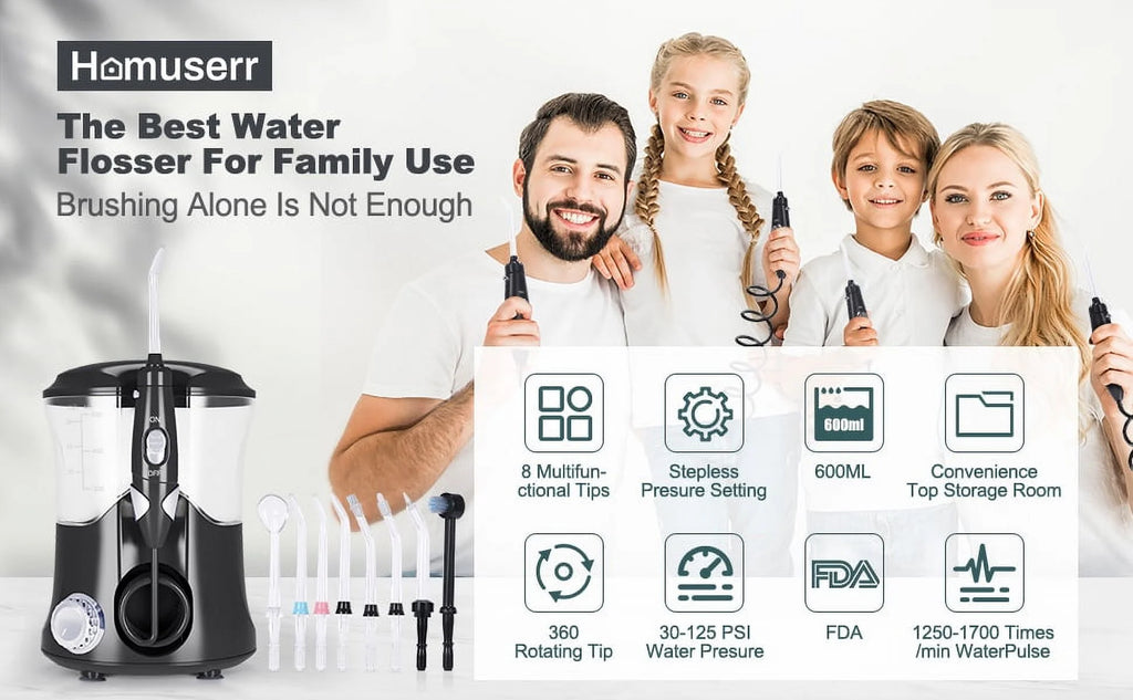 Water Flosser Oral Irrigator with 10 Pressures & 8 Tips, 600ml L5234