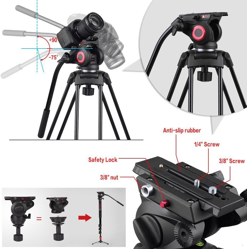Heavy Duty Aluminum Video Tripod with Camera Stand X552917