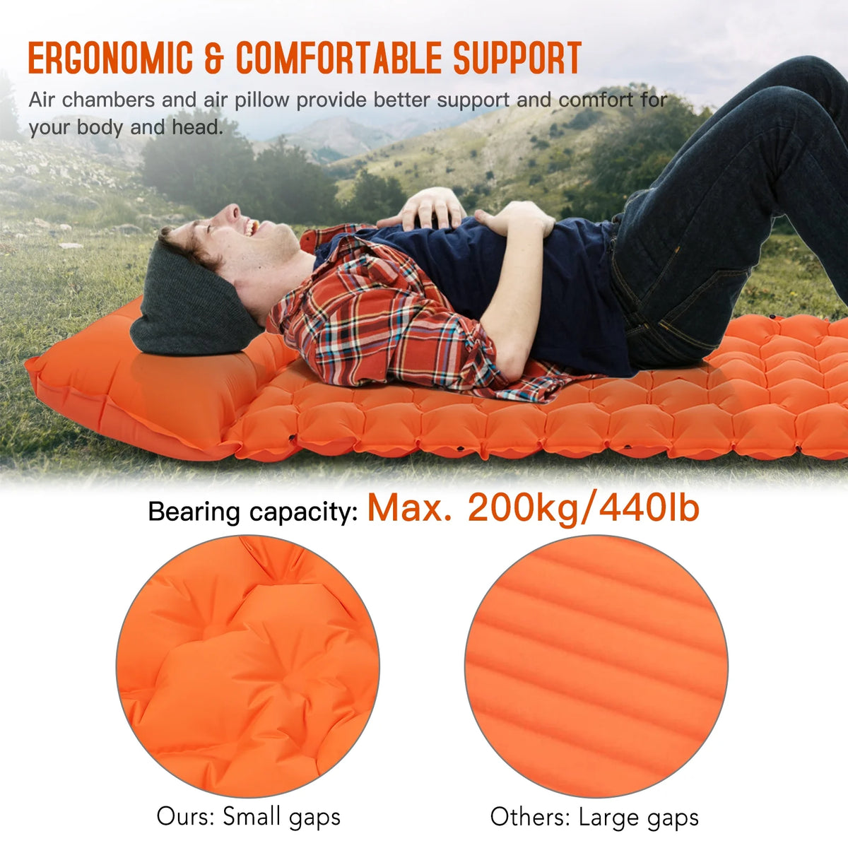 Ultralight Waterproof Camping Air Mattress Sleeping Pad with Built-in Pump A334016