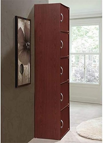 5 Shelf 5 Door Bookcase in Mahogany R691274