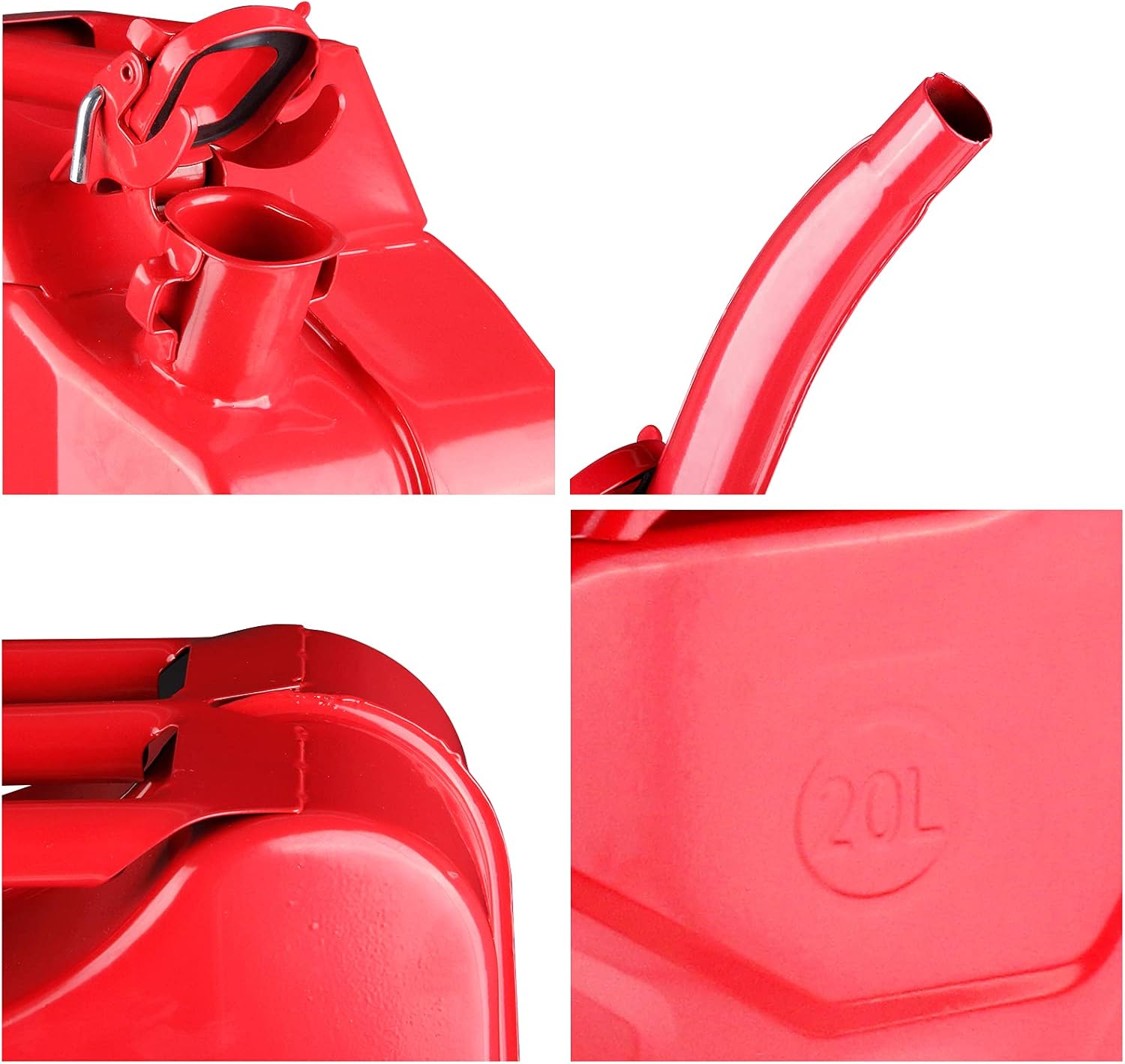 2 Pack Red 20L Steel Gas Can with Spout System J8448
