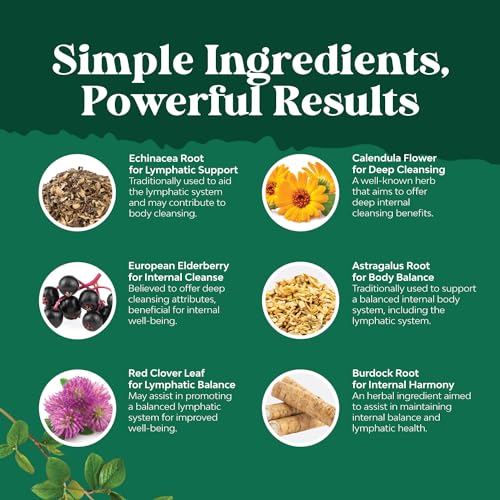 Organic Lymphatic Drainage Drops with Echinacea Goldenseal & Red Clover Extract - 30 Servings W719409