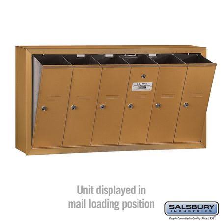 Brass Vertical Mailbox, 6 Doors A869