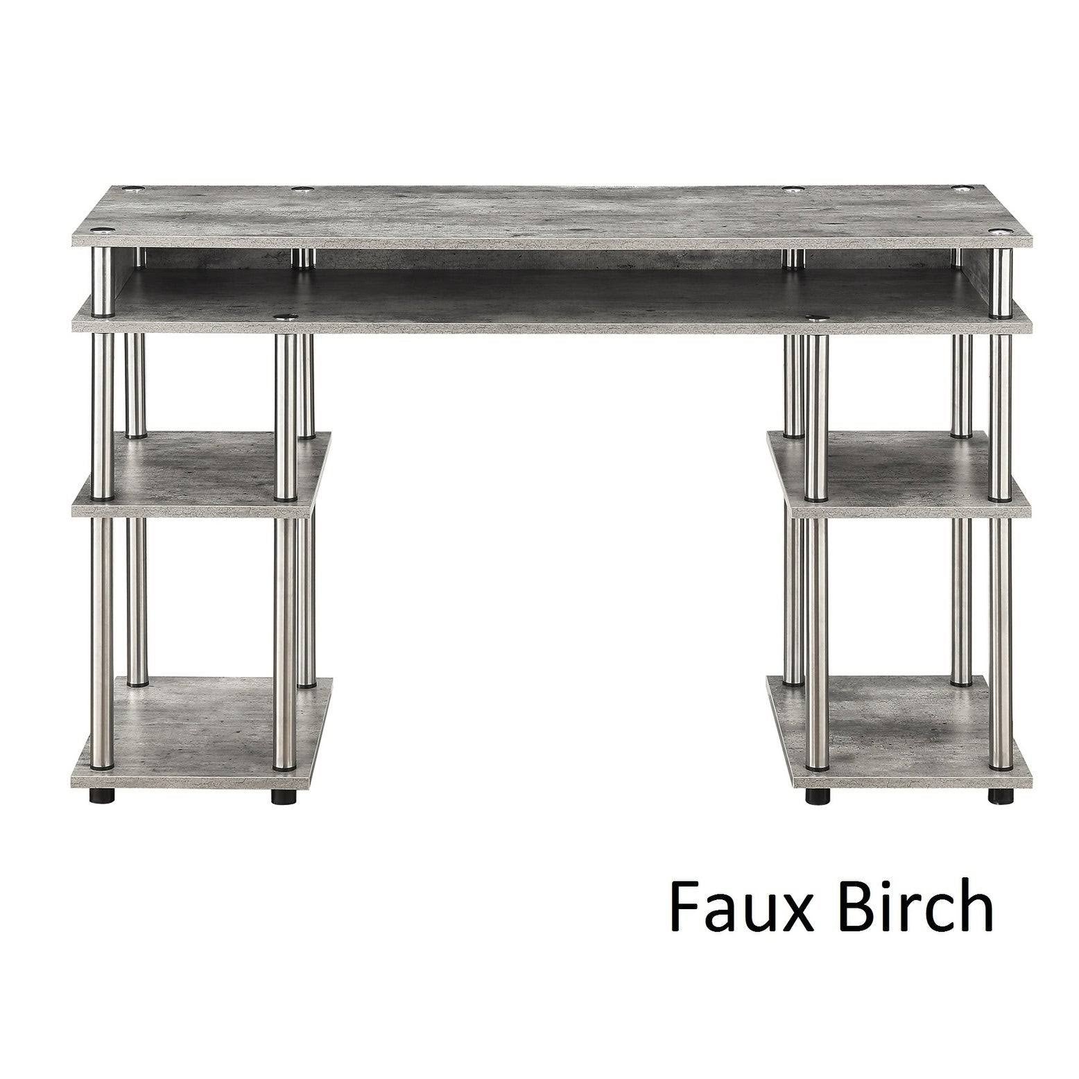 Faux Birch Student Desk with Shelves N46217