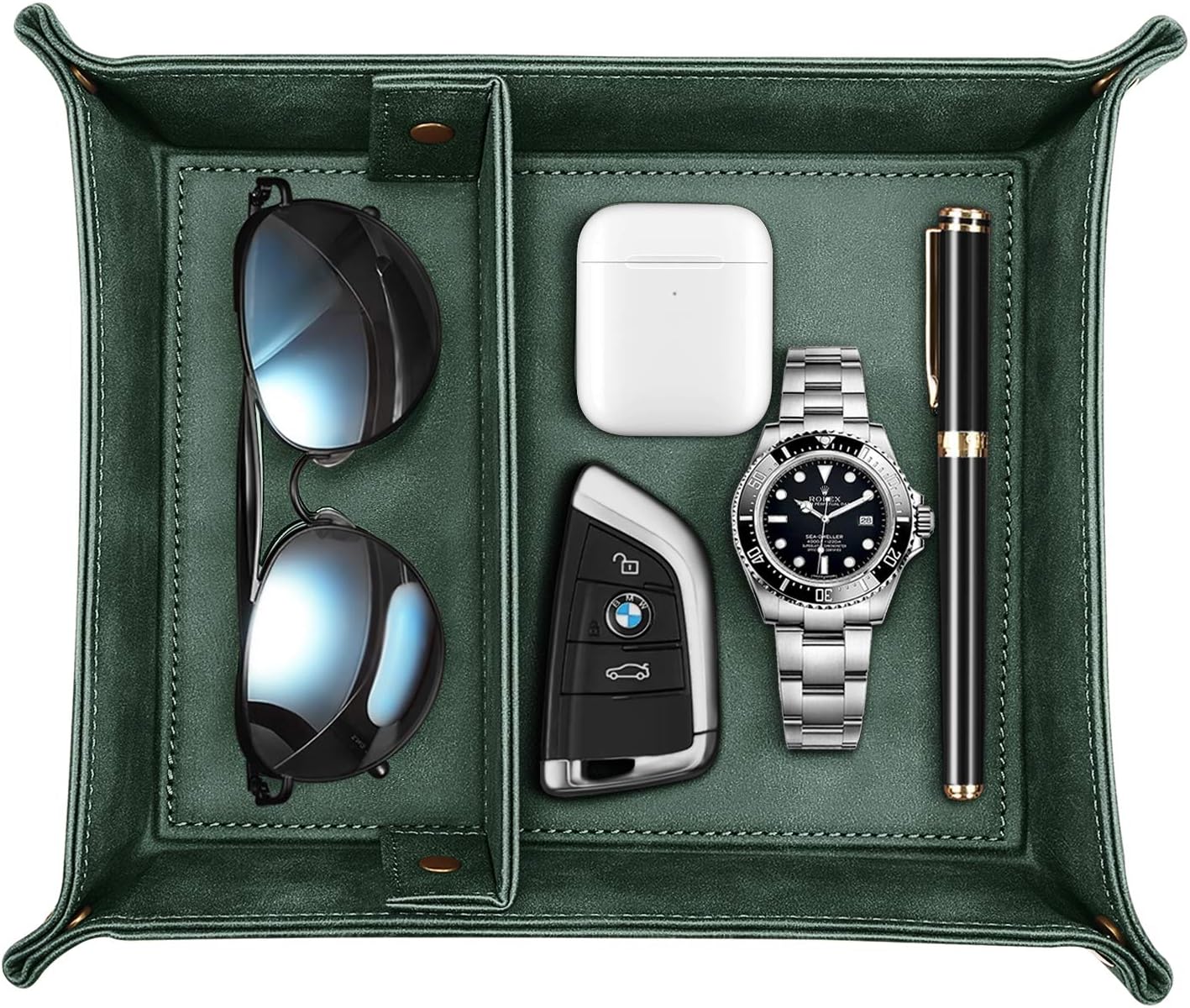 Black Valet Tray with Removable 2 Compartments S4308