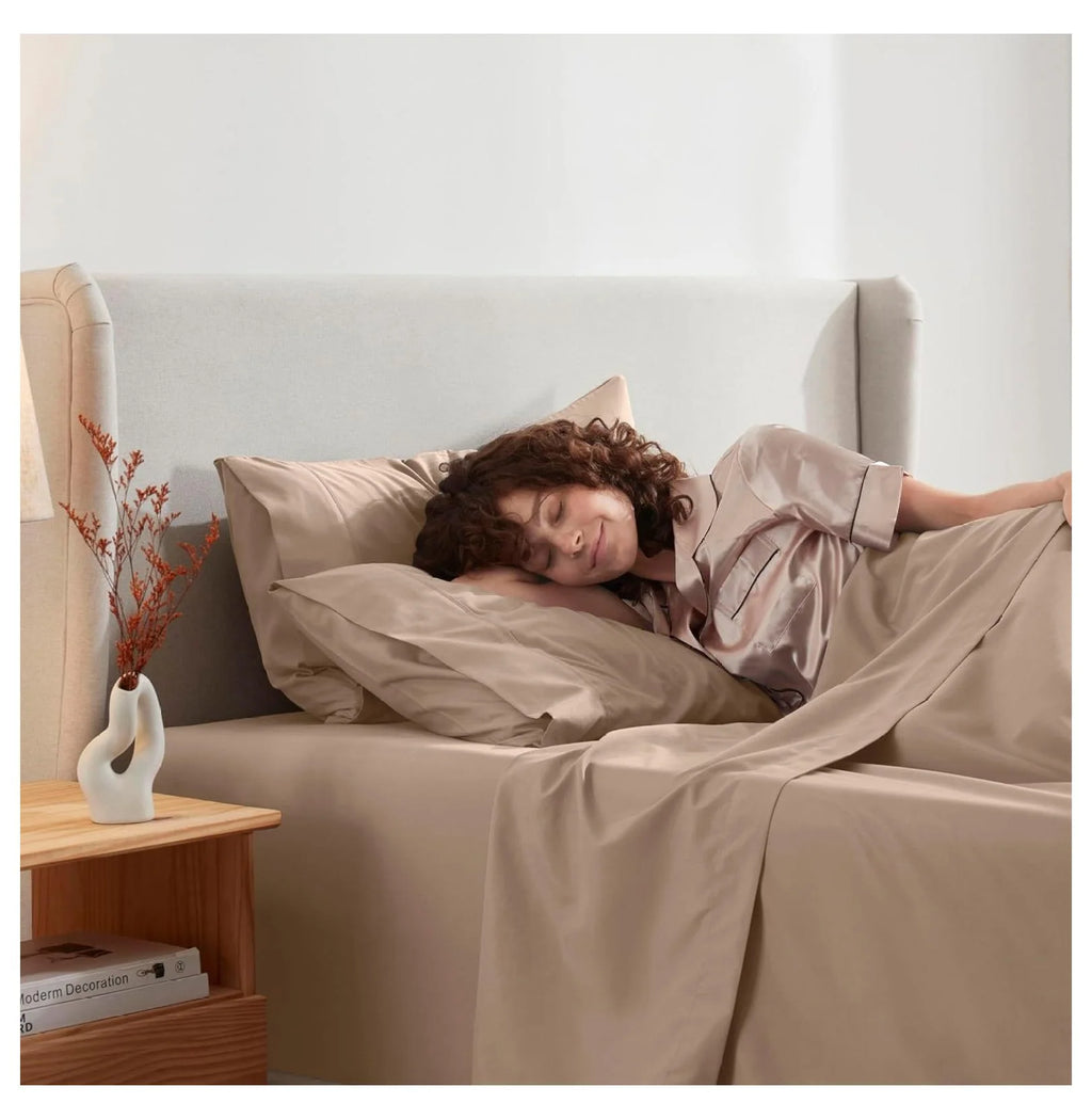 Twin 3 Piece Deep Pocket Bed Sheets Set with Fitted Sheet, Flat Sheet, Pillow Case S872