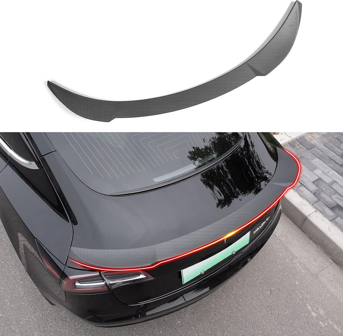 Matte Black Trunk Spoiler Wing Lip for Tesla Model 3, Pack of 2 W7724