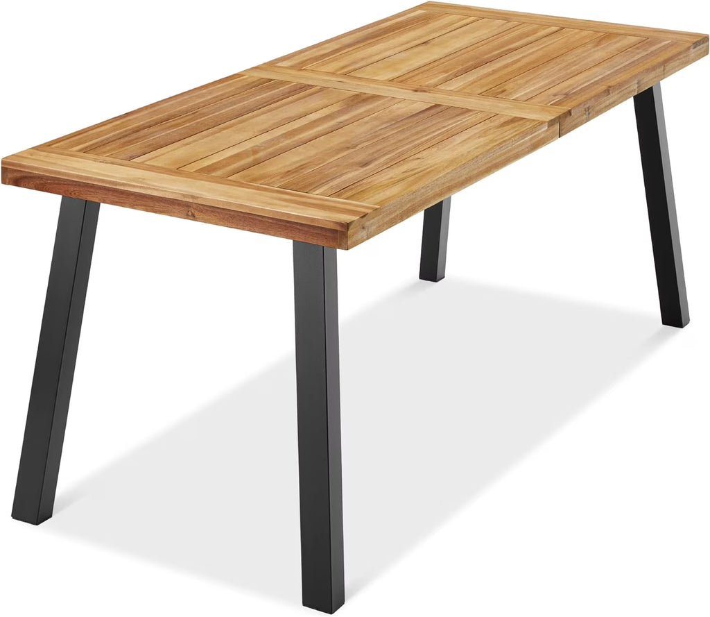 Acacia Wood Dining Table with Powder-Coated Steel Legs K372621