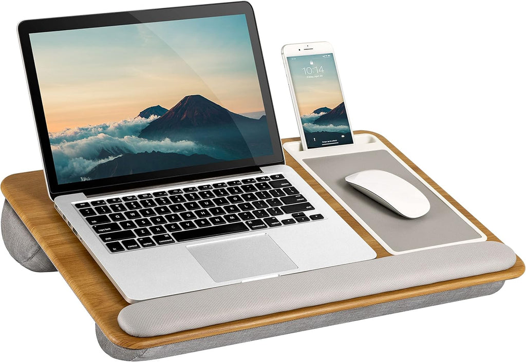 Black Carbon Lap Desk with Wrist Rest, Mouse Pad, and Phone Holder B770315