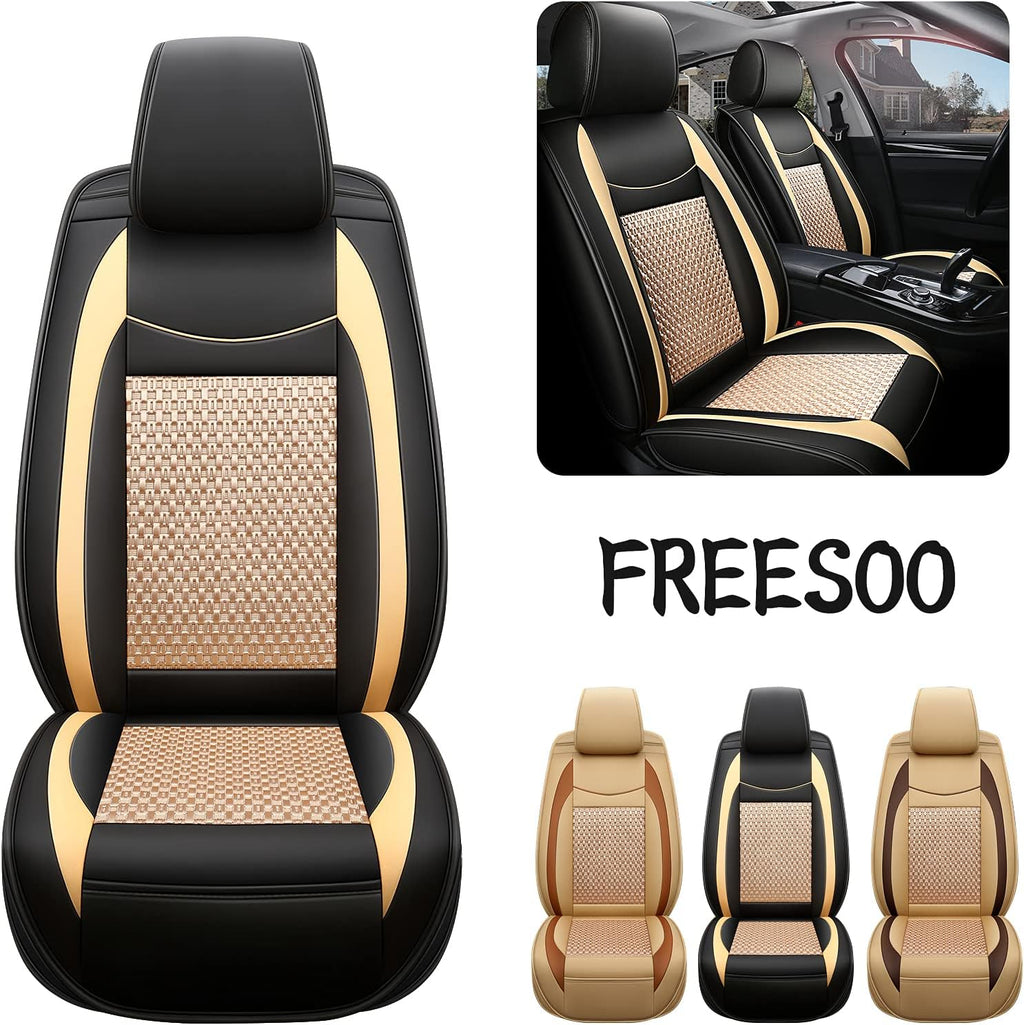 Black Red 9 Leather Car Seat Covers Full Set Q701943