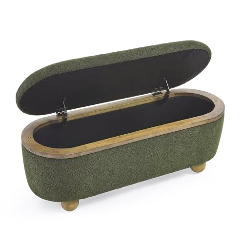 Dark Blue Upholstered Storage Ottoman Bench Z4347