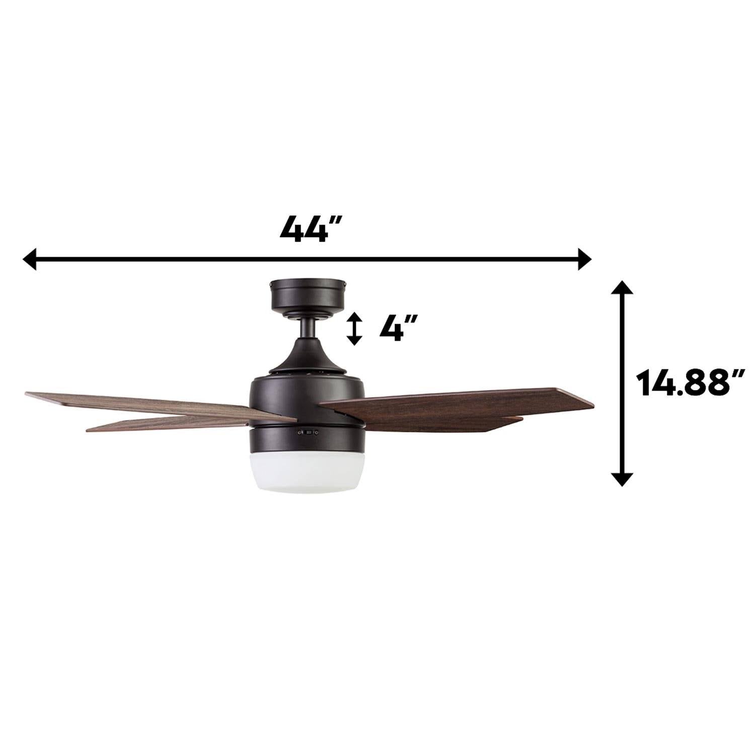 44 inch Espresso Remote Control Ceiling Fan, 4 Blades V4609