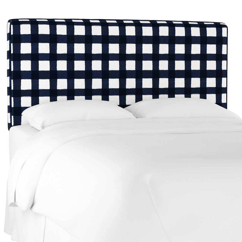 California King Blue Plaid Headboard L65130
