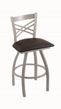 Anodized Nickel Swivel Stool with Espresso Seat P6506